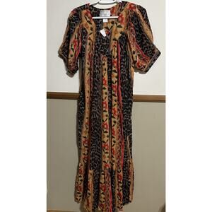 Rosemary & Ivy Animal Print Floral Dress Size Medium Rayon New